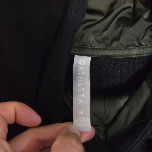 Athleta Radiant Hybrid Dress Black Olive Green Hooded Medium - Picture 4 of 10